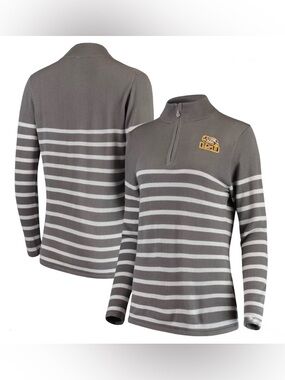 Gameday Couture | EUC - LSU Lurex Striped Quarter Zip Pullover Knit  - Size M